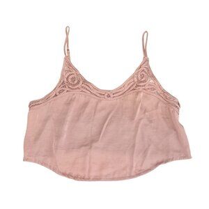 Free People Intimately Lace Trim Crop Top Blush Pink Size Small Adjustable Strap